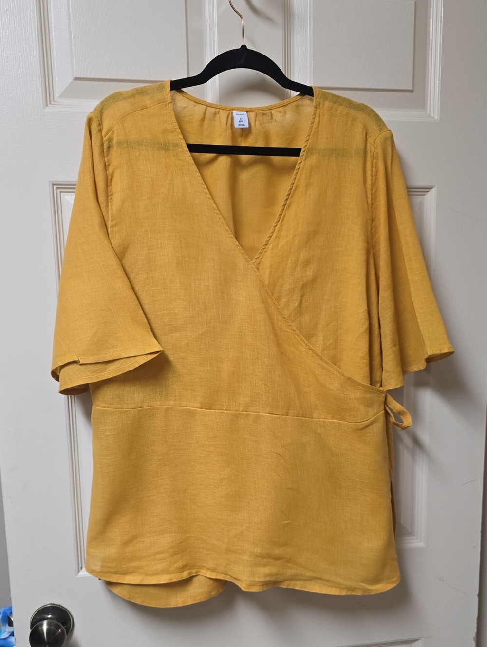 Old Navy | Women's | Yellow | Wrap Blouse | Linen | Short Sleeve | Size 2X